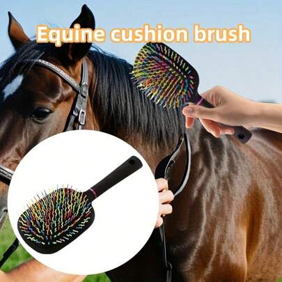 1pc Large Horse Grooming Air Cushion Brush, With Anti-Static Rubber Bristles And ABS Plastic Handle, Suitable For Normal And Long Hair, Anti-Static And Comfortable Grip For All Hair Types