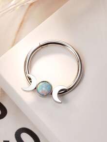 Leocuci 蛋白石鼻中隔环 鼻环 女士防过敏耳轮软骨穿孔饰品 月亮 316L 不锈钢鼻中隔穿孔饰品 16G 10 毫米 - 月亮 - 查看 8