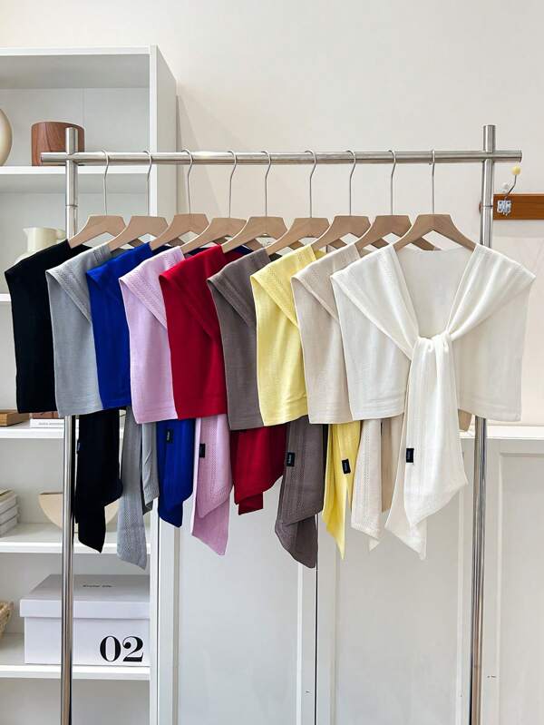 1pc Women's Plain Color Oblique Shawl, Suitable For Everyday Wear