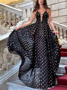 Mono de una pieza sin mangas con estampado de lunares, vestido de verano sexy