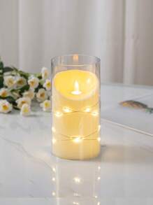 1 pièce Bougie à led inclinée minimaliste de qualité supérieure, design élégant pour plusieurs scènes, sans flamme, sécuritaire pour l'ambiance des fêtes, décoration de maison, fête intérieure/extérieure, décoration de table, bougie électronique à lumière chaude