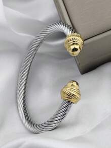 1pc 7mm Stainless Steel Open Bangle Bracelet, Elegant And Fashion Classic Design, Gift For Mom, Lover, Friend