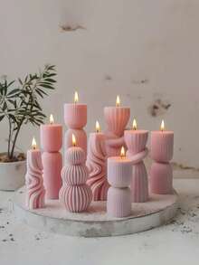 1 件 3D 几何螺旋硅胶蜡烛模具，柔性耐热硅胶，适合制作圣诞香薰棒、石膏几何柱状蜡烛、不对称螺旋蜡烛模具、圣诞装饰、手工 DIY - 白色 - 查看 8