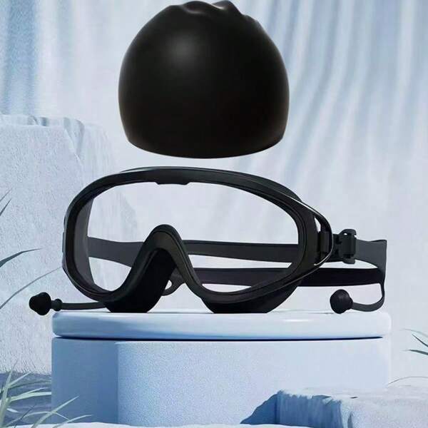 1 Set Waterproof Anti-Fog Swimming Cap And Goggles Set For Men And Women