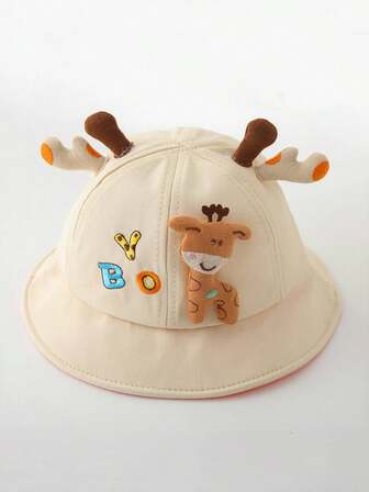 1pc Baby Cute Giraffe Pattern Bucket Hat, Sun Ion For Boys Girls Infants Toddlers