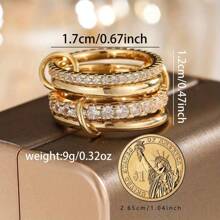 Elegant Gold Stackable Rings For Women, 18k Gold Plated Cubic Zirconia Rings, Silver Gold Multi Ring Mixed Metals Stack Rings Set
