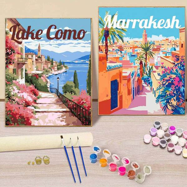 1pc Paint By Numbers Kit For Adults - 16x20" Canvas, Summer Seaside Acrylic Painting Set With Brushes & Paints - Perfect For Home Decor & Gifts On Birthdays, Father's Day, Christmas, Mother's Day