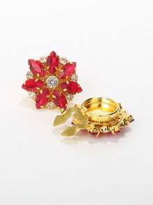 2 أزرار أكمام جذابة بغطاء الزر مزينة براينستون على شكل زهرة لأزرار أطراف القميص بدون خياطة، متعدد الألوان لبدل الأعمال والفساتين والبدلات الرسمية والملابس، هدية عيد الميلاد