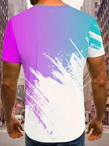 Áo thun nam tay ngắn in 3D phối màu đen trắng, kiểu dáng thường ngày, thích hợp mặc ngoài trời mùa hè (Trung Đông) - Nhiều màu - Xem 4