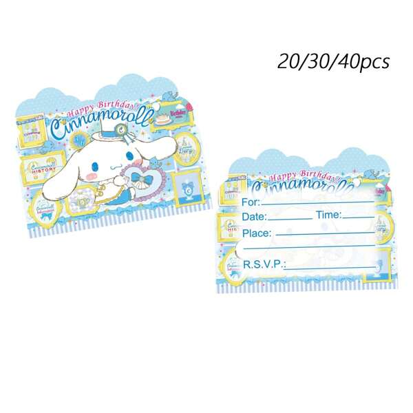 Sanrio 20/30/40pcs Sanrio Cinnamoroll Birthday Invitation Cards, Sanrio Cinnamoroll Party Decorations, Sanrio Cinnamoroll Pary Supples, Cinnamorol Fiends Invitation Cards, Cinnamorol Imvitation Cards