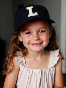 1 Pieza Gorra de béisbol unisex con letra del alfabeto A-Z simple, ajustable, para uso casual al aire libre, sombrero protector solar para niños
