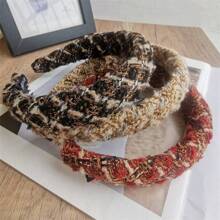 Autumn/Winter Style High Top Small Fragrance Headband Tweed Sponge Headband Braided Plaid Hairpin Vintage Hair Accessories Hairband Hair Hoop