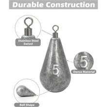 10-Pack Tear Drop Sinkers - Long Cast Surf Fishing Weights For Beach/Pier/Offshore | Saltwater Pyramid Sinkers With Eyelets For Rigging (1oz/2oz/3oz Options)