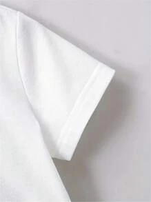 Tenue d'été décontractée pour garçons - T-shirt imprimé lettres et shorts, tissu mélangé élastane, lavable en machine, convient pour le port extérieur