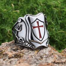 1 Piece Waterproof Antique Silver Stainless Steel Bike Punk Cross Ring For Man