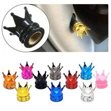2/4pcs ABS Plastic Copper Core Valve Stem Caps, Crown Series, Waterproof & Dustproof, 8V1 American Thread, Suitable For Cars, Motorcycles, Outdoor Sports & Cycling - Multicolor - View 2