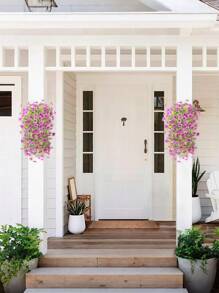 3 pièces - Fleurs artificielles d'extérieur pour décoration suspendue, décoration printanière, plantes réalistes, fleurs en soie durables résistantes à la décoloration pour porche, patio, balcon, pots de fleurs, cour, devant de porte. Fausses marguerites, œillets en soie, décorations d'intérieur extérieures résistantes aux UV non décolorées (pourpre), décoration d'automne