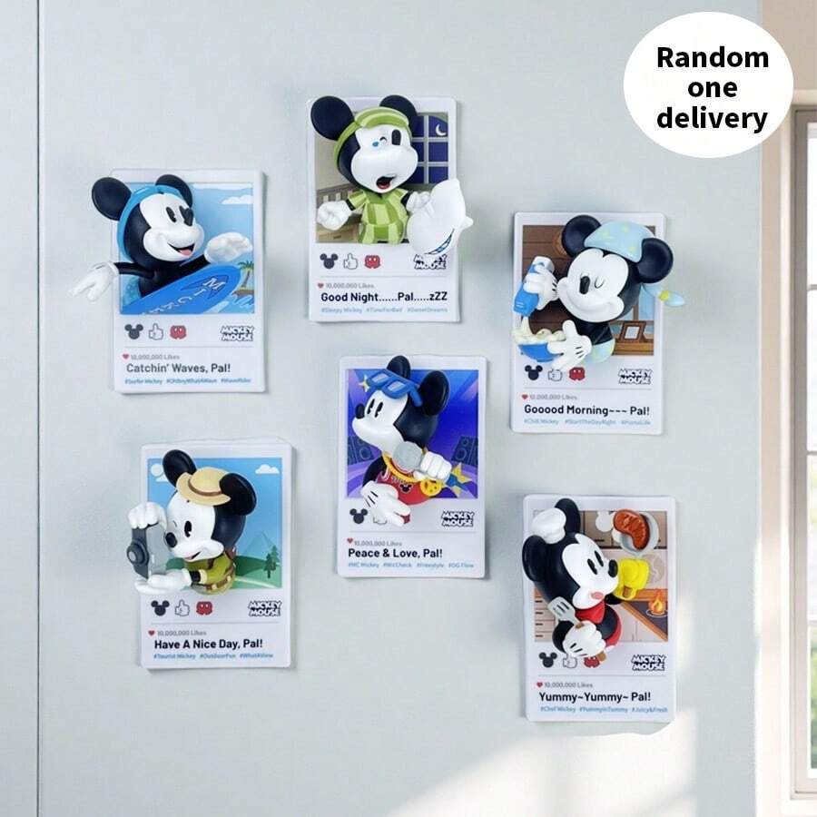 Miniso Disney Mickey Fun Life Series 3D Fridge Magnet Blind Box, Exquisitely Crafted Resin, Fun Life Scenes, Perfect For Kitchen Fridge Decoration (1PC Random Delivery)