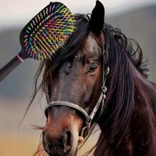 1 bucată perie mare de aer pentru îngrijirea cailor, cu peri de cauciuc antistatic și mâner din plastic ABS, potrivită pentru părul normal și lung, prindere antistatică și confortabilă pentru toate tipurile de păr