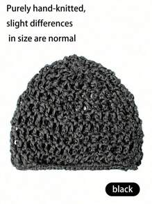 Bonnet de nuit en maille noire, filet à cheveux crocheté ondulé enveloppant pour chignon, filet à cheveux grande taille pour toute la tête, foulard pour les cheveux longs des dames. Convient aux personnes aux cheveux longs, raides et bouclés, utilisé pour protéger les coiffures et fixer les styles quotidiens