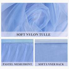 1pc Light Blue Sheer Ruffle Table Skirt, Fits Rectangular & Round Dining Tables - Perfect For Birthday Party, Wedding, Bridal Shower, Cake Table Decor And All Celebrations