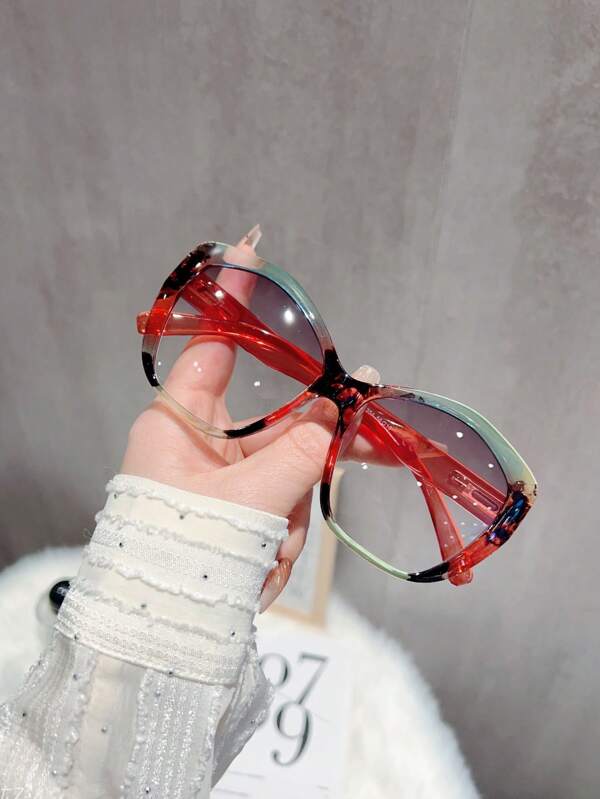 1pc Oversized European And American Style Cat Eye Glasses Frame, Personalized Non-Prescription Glasses Fashion Eyewear For Street Style