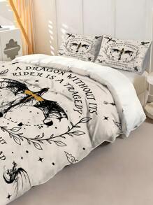 2/3pcs Dragons & Knights Theme Duvet Cover Bedding Set, Moon, Stars Bed Sets, Cover Queen,Bed Comforter Set, With 1 Duvet Cover And 1-2 Pillowcases, King-Size Bedspread, Bed Sheet, Room Stuff, Machine Washable, Dry Clean. It Is Suitable For Home And Bedroom Decoration,Room Decor, Available In A Variety Of Sizes Such As Single And Double, It Is A Good Birthday Gift.