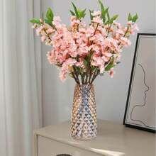 2PCS/6PCS Artificial Cherry Blossoms Peach Blossom Branches Short Branches Realistic Suitable For Home Wedding Bedroom Dining Table Office Vase Decoration