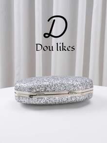 Dou Likes Elegant, Exquisite, Luxury Silver Sequin Clutch Bag; Fashionable, Luxurious, Shiny Shell Evening Bag, Suitable For Party Girls, Women, Brides, Perfect For Gatherings, Weddings, Balls, Galas