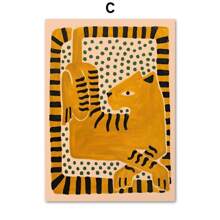 1pc Scandinavian Classic Vintage Wall Art Ancient Egypt Colorful Abstract Tiger And Leopard Poster Home Bedroom Living Room Decor Optional Frame ,Wall Art With Frame