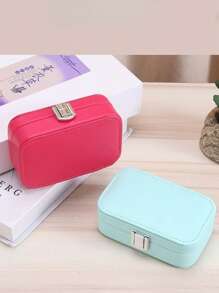 1pc Portable Minimalist Jewelry Organizer Box, Leather Travel Small Accessories Case For Earrings, Necklaces, Rings For Women Storage Organizer Travel Essentials Back To School