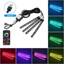 Wisciton Strisce di luci a LED per interni dell'auto, ambiente luci ambientali da 36, 48 o 72 LED, RGB, decorative, con connettore USB e sigaretta, luci per l'ambiente interno dell'auto