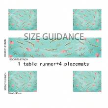 1pc/5pcs/7pcs Floral Art Print Polyester Table Runner With 6pcs Placemats - Polyester, Rectangle, Holiday Table Decor Cloth Runners, Home Decoration, Kitchen Dining Table Decor, Room Decor, Table Runners