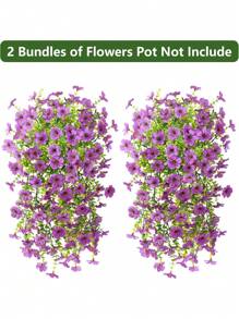 3 pièces - Fleurs artificielles d'extérieur pour décoration suspendue, décoration printanière, plantes réalistes, fleurs en soie durables résistantes à la décoloration pour porche, patio, balcon, pots de fleurs, cour, devant de porte. Fausses marguerites, œillets en soie, décorations d'intérieur extérieures résistantes aux UV non décolorées (pourpre), décoration d'automne
