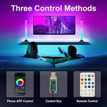 NBBUFF LED Light Bar, Smart LED Light Bar, RGBIC Gaming Lamp Sync With Music, TV Backlight Light Bar With Remote Control And App Control For TV, Gaming, Room Decoration (2 Pc/1 Set) - RGBIC - View 6