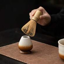 1 Set Ceramic Moon Shape Matcha Tea Set, 500ml Matcha Bowl + Matcha Whisk Holder, Suitable For Home Use - Multicolor - View 4