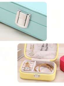 1pc Portable Minimalist Jewelry Organizer Box, Leather Travel Small Accessories Case For Earrings, Necklaces, Rings For Women Storage Organizer Travel Essentials Back To School