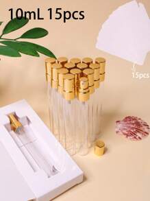 0,34 oz, Confezione da 15 pezzi, Flaconi spray in vetro trasparente con ugello in alluminio, Fornito con una bella confezione regalo, Bottiglie vuote riempibili.