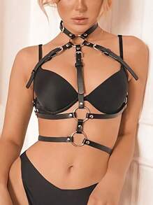Women's PU Leather Fashion Belt Gothic Chest Corset Valentine's Day Dating Costume Body Corset Body Shaping Belt Valentine's Day Mardi Gras Costume Accessories Sexy Lingerie Accessories