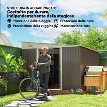 Nhà kho ngoài trời Outsunny có mái dốc, cửa trượt và lỗ thông gió, bằng tôn, 345x280,5x169-201cm - Xám - Xem 5