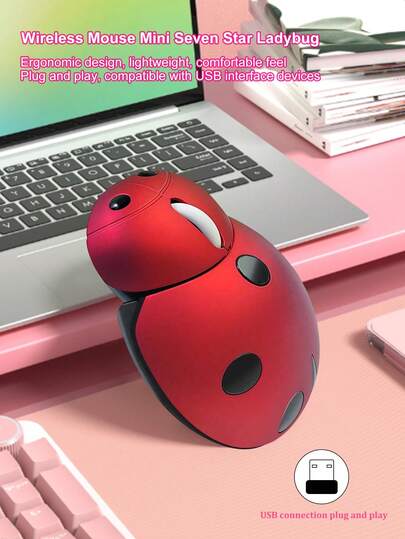 Lightweight And Portable ABS Material 2.4G Receiver Cute Cartoon Beetle Mini 2.4G Wireless Mouse Desktop Computer Laptop Office Business Wireless Mouse