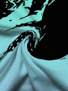 Camiseta gráfica de manga corta casual de verano para exteriores con bloqueo de color negro y blanco en 3D (Medio Oriente)
