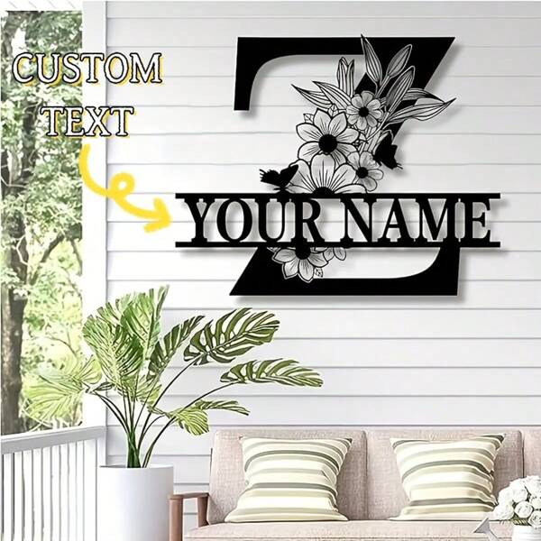 1PC 11.81 Inch Personalized Metal Monogram Sign, Custom Family Name Wall Art, Indoor/Outdoor Decor For Bedroom Garden Hallway