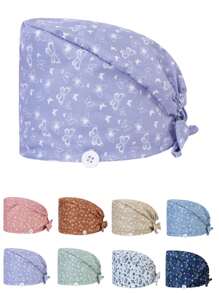 1 pieza Gorra de trabajo con bordado de mariposa de poliéster para mujeres, adecuada para médicos, enfermeras, amas de casa, antibacteriana y antipolvo, aplicable para primavera, verano, otoño e invierno