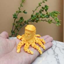Juguete antiestrés con forma de pulpo gigante - rosa, diseño impreso en 3D con calavera calva, elemento de colección de decoración de escritorio creativa con articulaciones