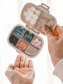 1 pieza Caja de pastillas con 8 compartimentos, caja de medicina portátil y sellada, organizador de pastillas compacto y mini, caja de almacenamiento de medicamentos a prueba de agua y humedad para viajes, estuche de pastillas de bolsillo, contenedor divisor de vitaminas y aceite de pescado, adecuado para acampada al aire libre, senderismo, pesca, a prueba de humedad, montañismo y bolsa de viaje de primeros auxilios, organizador de medicamentos - Multicolor - Ver 5