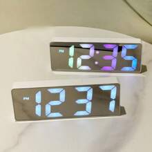 Modern LED Digital Alarm Clock With Temperature Display, Adjustable Brightness, 12/24H Format, Rectangular Black Design, Suitable For Bedroom Or Home Office Decor (Batteries Not Included), Living Room Clock Home Decor Back To School Room Decor School Supplies