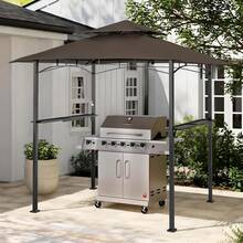 8 X 5 Ft Outdoor Patio Grill Gazebo Canopy With Double Tiered Tent Roof Cover & Metal Frame - Brown - View 2