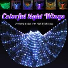 LED Butterfly Wing Cloak, Suitable For Celebration, Party, Easter, Wedding, Performance, Nightclub, Stage Show, Modeling, Comes With Wand, 3 AA Battery Powered, Fits Adult Size 59-68 Inches, Teens Size 43-55 Inches