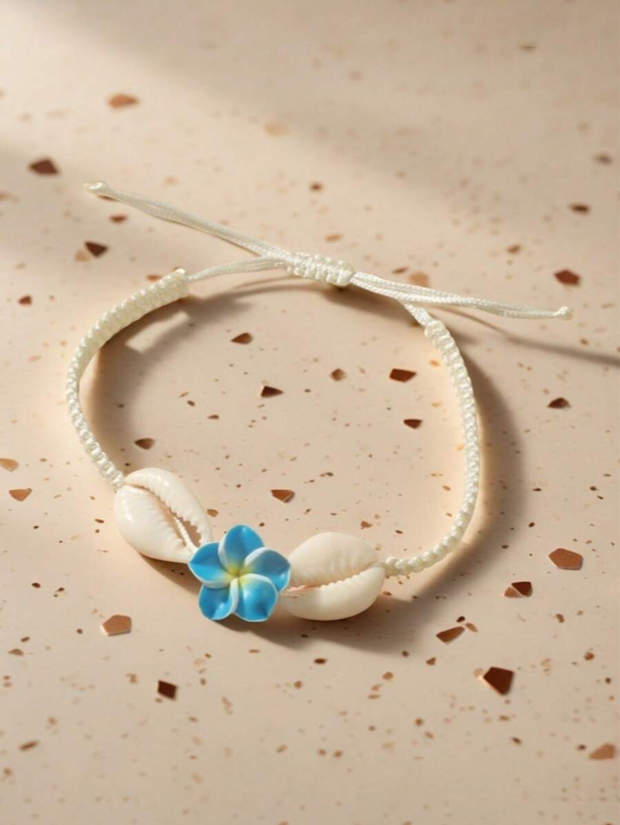 1 Stück Sommer Strandurlaub Stil Blumen & Muschel geflochtenes Armband